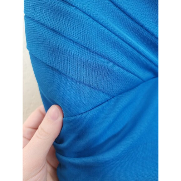 Trixxi Dress Medium Teal Blue Halter Rhinestone Handkerchief Hem Y2K Prom Fairy - Picture 4 of 12